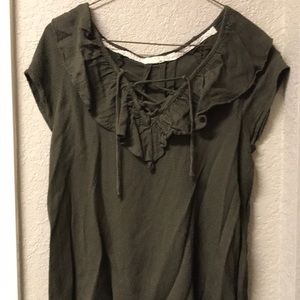 Army Green Tie Up Blouse